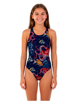 Girls Sport Back Deepwater One Piece Chlorine Resistant Swimsuit - Front