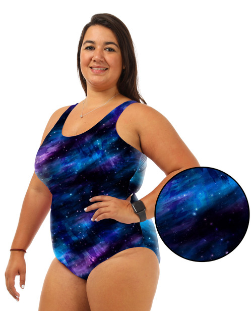 Shelf Bra Space One Piece Plus Size Chlorine Resistant Swimsuit - Side