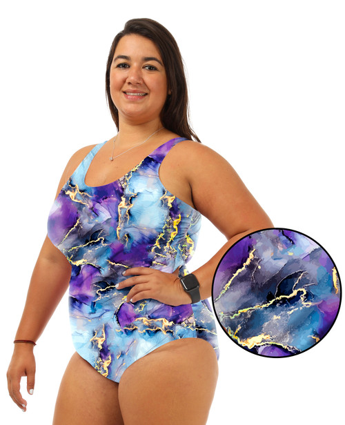 Shelf Bra Stone One Piece Plus Size Chlorine Resistant Swimsuit - Side