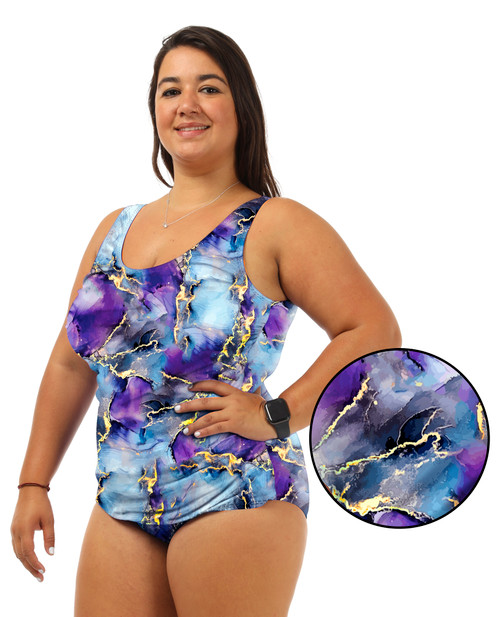 Bra Cup Stone One Piece Plus Size Chlorine Resistant Swimsuit - Side