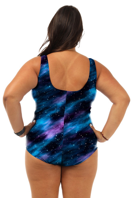 Bra Cup Space One Piece Plus Size Chlorine Resistant Swimsuit - Back