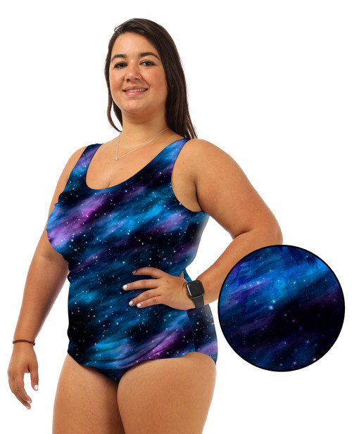 Bra Cup Space One Piece Plus Size Chlorine Resistant Swimsuit - Side