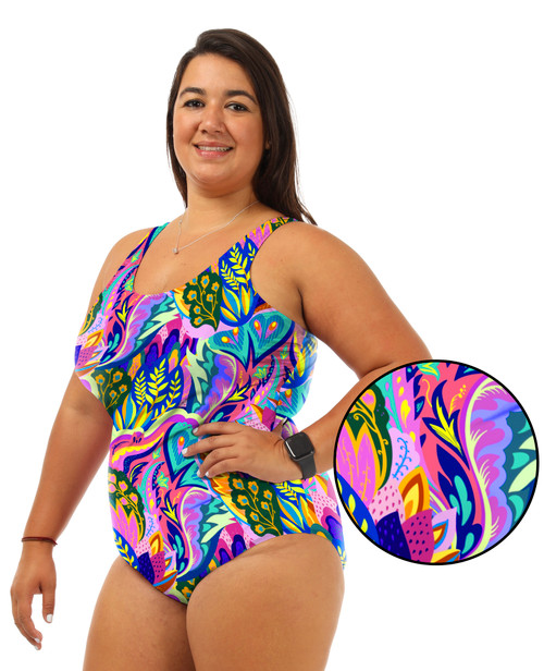 Shelf Bra Lush One Piece Plus Size Chlorine Resistant Swimsuit - Side