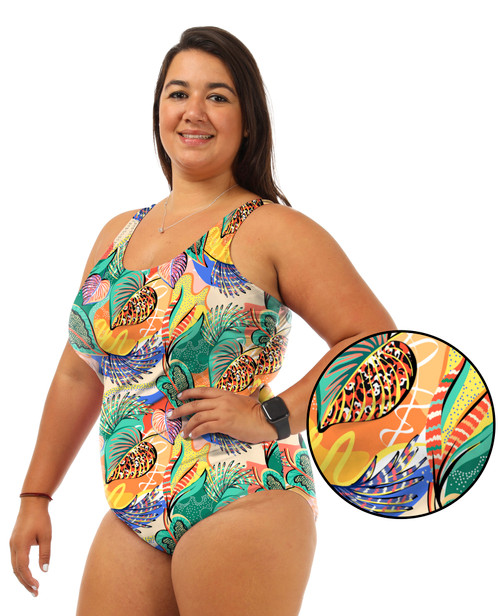 Shelf Bra Calypso One Piece Plus Size Chlorine Resistant Swimsuit - Side