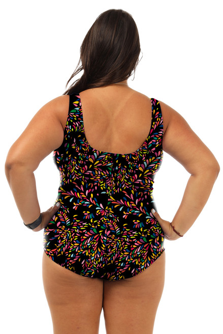 Bra Cup Jungle Spark One Piece Plus Size Chlorine Resistant Swimsuit - Back