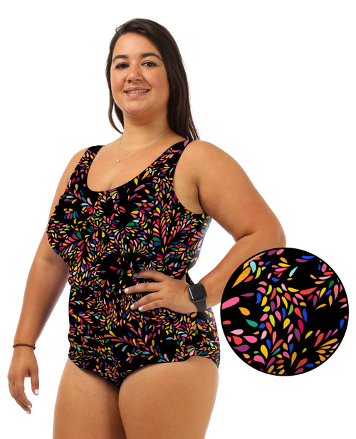 Bra Cup Jungle Spark One Piece Plus Size Chlorine Resistant Swimsuit - Side