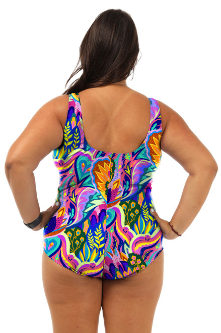 Bra Cup Lush One Piece Plus Size Chlorine Resistant Swimsuit - Back