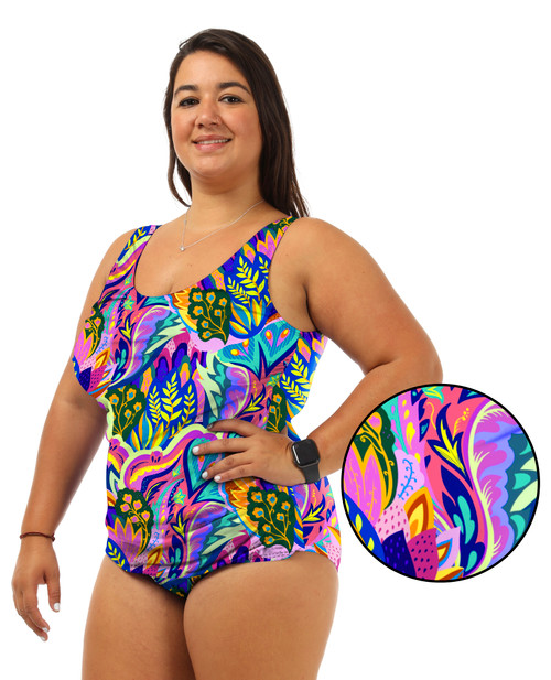 Bra Cup Lush One Piece Plus Size Chlorine Resistant Swimsuit - Side