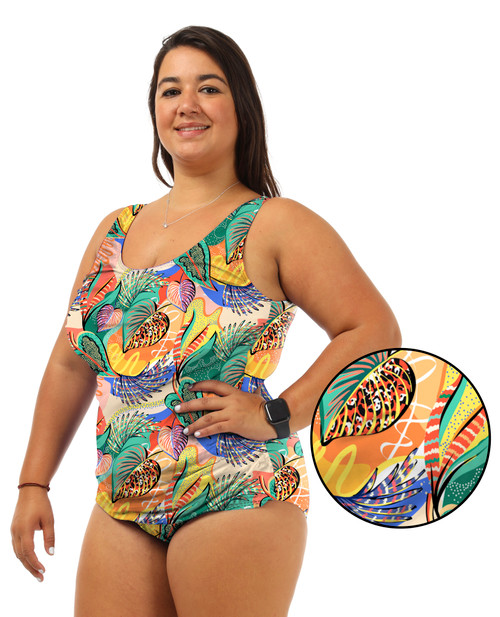 Bra Cup Calypso One Piece Plus Size Chlorine Resistant Swimsuit - Side