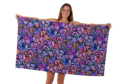 Quick Dry Micro Fibre Towel - Butterflies - Front & Back