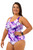 Shelf Bra Watercolour Wisteria One Piece Plus Size Chlorine Resistant Swimsuit - Side