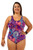 Shelf Bra Paisley One Piece Plus Size Chlorine Resistant Swimsuit - Front