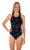 Ladies Sport Back Neon Spiders One Piece Chlorine Resistant Swimsuit - Front