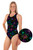 Ladies Sport Back Neon Spiders One Piece Chlorine Resistant Swimsuit - Side