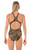 Ladies Sport Back Leopard One Piece Chlorine Resistant Swimsuit - Back