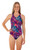Ladies Sport Back Paisley One Piece Chlorine Resistant Swimsuit - Front