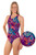 Ladies Sport Back Paisley One Piece Chlorine Resistant Swimsuit - Side