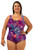 Bra Cup Paisley One Piece Plus Size Chlorine Resistant Swimsuit - Front