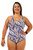 Shelf Bra Brushstroke One Piece Plus Size Chlorine Resistant Swimsuit - Front