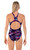 Ladies Sport Back Sequin Splash One Piece Chlorine Resistant Swimsuit - Back