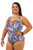 Bra Cup Brushstroke One Piece Plus Size Chlorine Resistant Swimsuit - Side