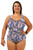 Bra Cup Brushstroke One Piece Plus Size Chlorine Resistant Swimsuit - Front