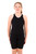 Girls Knee Length Black One Piece Chlorine Resistant Swimsuit - Front Girls Knee Length Black One Piece Chlorine Resistant Swimsuit - Front