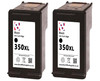 HP 350 XL Remanufactured Ink Cartridges Twin Pack - High Capacity Black Twin Pack Ink Cartridge - Compatible For  (CB336EE, CB336E, 350XL)