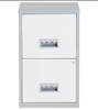 2 Drawer Metal Filing Cabinet  Silver and White **GRADE C **