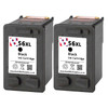 2 x 56XL Black Ink Cartridge Compatible Replacement HP Printers DeskJet OfficeJet PSC