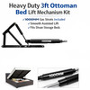 1000N Ottoman Bed Lift Mechanism Right Side Only with 38cm 380mm Gas Strut, Heavy Duty Steel Hydraulic Storage Bed Hinge for Divan Ottoman Bed Base, Black