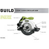 160mm Circular Saw 1200W Guild 52mm Cut 45° Bevel TCT Blade Open Box