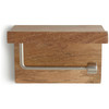 Toilet Roll Holder Wall Mounted Wooden Shelf Mango Wood Bathroom Habitat Steel