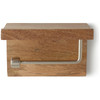 Toilet Roll Holder Wall Mounted Wooden Shelf Mango Wood Bathroom Habitat Steel