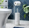 Toilet Roll Holder Freestanding Grey 5 Roll Storage Stand Bathroom Steel Metal