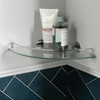 Bathroom Corner Shelf Glass Wall Mounted Chrome Shower Storage Habitat 25cm
