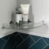 Bathroom Corner Shelf Glass Wall Mounted Chrome Shower Storage Habitat 25cm