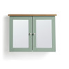 Bathroom Cabinet Mirrored Wall Mounted Green 2 Door Storage Habitat Livingston 59cm