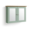 Bathroom Cabinet Mirrored Wall Mounted Green 2 Door Storage Habitat Livingston 59cm