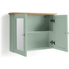 Bathroom Cabinet Mirrored Wall Mounted Green 2 Door Storage Habitat Livingston 59cm