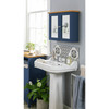 Bathroom Cabinet Mirrored Wall Mounted Blue 2 Door Storage Livingston 59cm