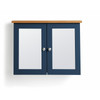 Bathroom Cabinet Mirrored Wall Mounted Blue 2 Door Storage Livingston 59cm