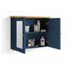 Bathroom Cabinet Mirrored Wall Mounted Blue 2 Door Storage Livingston 59cm
