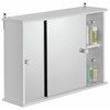 Bathroom Cabinet Mirrored Wall Mounted White 2 Sliding Doors Storage 55x36cm MDF