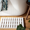 Bamboo Bath Mat Duckboard Non Slip Wooden Bathroom Shower Mat White Habitat 56cm