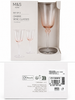 Wine Glasses Set of 2 240ml Peach Ombre Vintage Stemmed M&S Fleur Collection