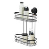 Shower Caddy 2 Tier Suction Cup Black No Drill Bathroom Storage Basket 38x28cm