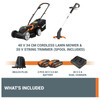 Cordless Lawnmower Grass Trimmer Set 34cm 40V 2 Batteries Charger WORX WG927E