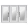 Bathroom Cabinet 3 Door Mirrored White Wall Mounted Tongue Groove 65cm