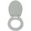 Toilet Seat Grey Moulded Wood Adjustable Bottom Fix Aluminium Hinges Habitat